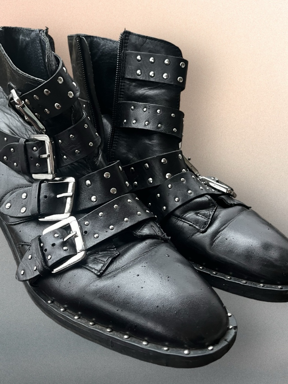 Studded leather boots